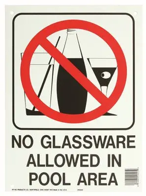 No Glassware Allowed In Pool Sign 1