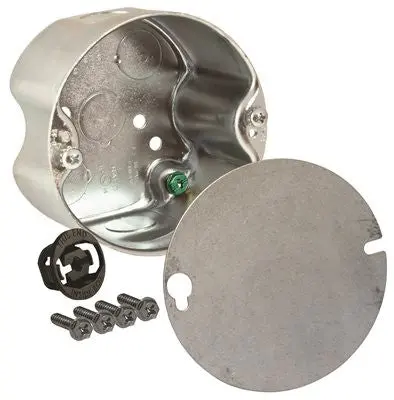 Hubbell Raco Round Ceiling Fan Support Box With 1-2" Bottom Knockouts, 2-1-8" Deep, 4" Round 1