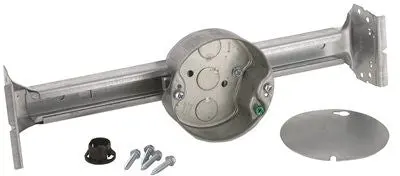 Hubbell Raco Kwik-Brace Round Ceiling Fan Box With Brace For New Work, 1-1-2" Deep 1
