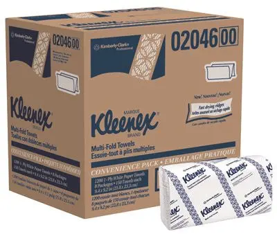 Kleenex&Reg; Multifold Paper Towels, White, 9.2X9.4 In., 8 150-Count Packs Per Case 1