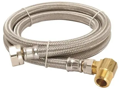 Dishwasher Connector Supply Line, 1-2" Fip X 3-8" Compression X 48" Long With Elbow, Stainless Steel For Durapro&Reg; 1