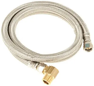 Dishwasher Connector Supply Line, 3-8" Fip X 3-8" Compression X 48" Long With Elbow, Stainless Steel For Durapro&Reg; 1