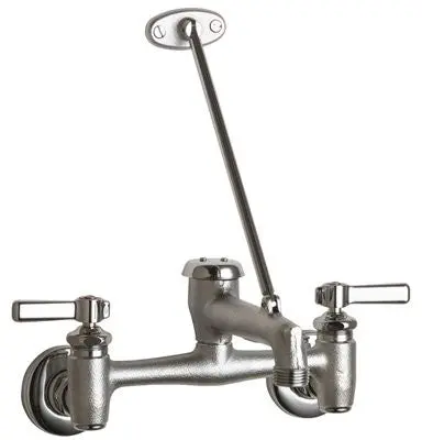 Chicago Faucets&Reg; Wall-Mounted Mop Sink Faucet With Adjustable Centers, Rough Chrome, Lever Handles 1