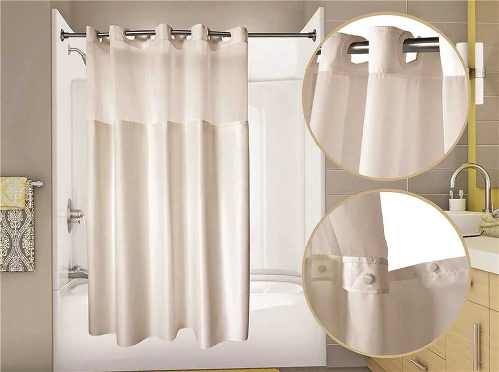 Wingints Prehook&Reg; Duet&Trade; Shower Curtain With Snap Out Liner And Voile Window, 300 Denier Polyester, 71 In. X 74 In., White 1