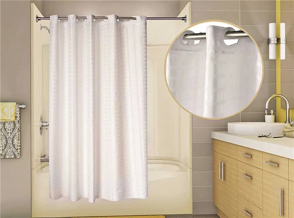 Wingints Prehook&Reg; Tracks Shower Curtain, Heavy Weight 150 Denier Nylon, 71 In. X 74 In., White 1