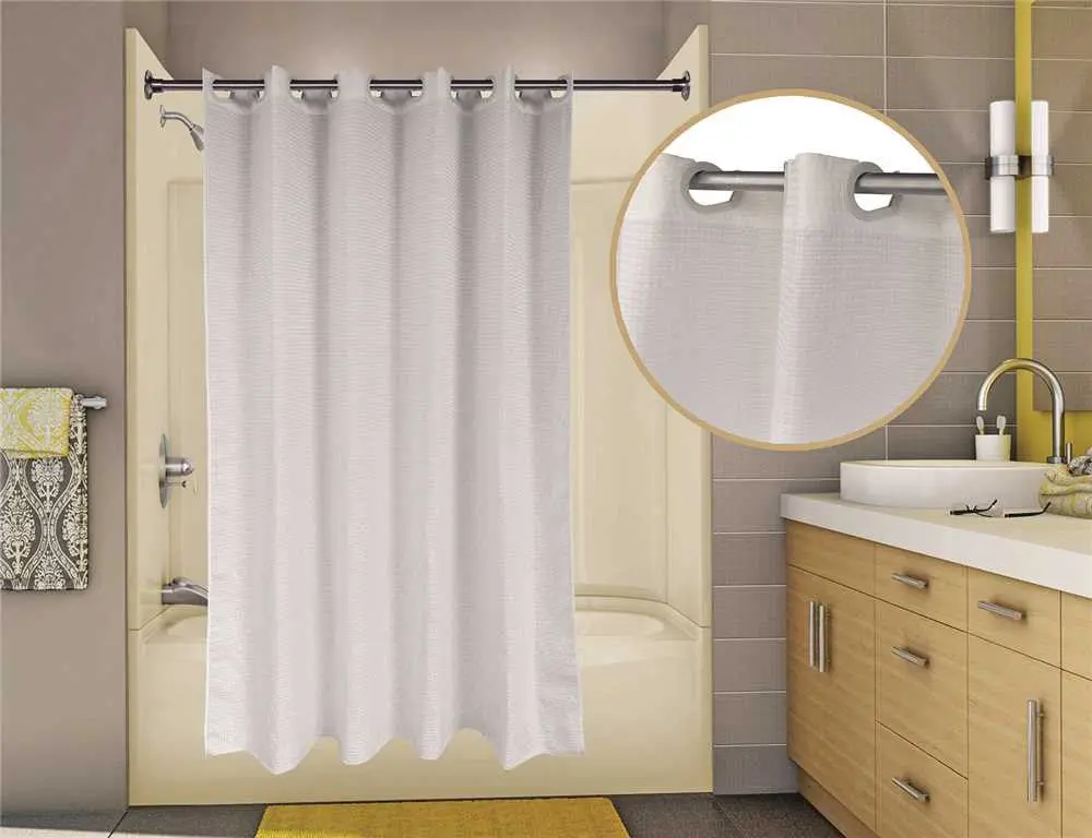 Wingints Prehook&Reg; Waffle Plain Shower Curtain, 71 In. X 74 In., White 1