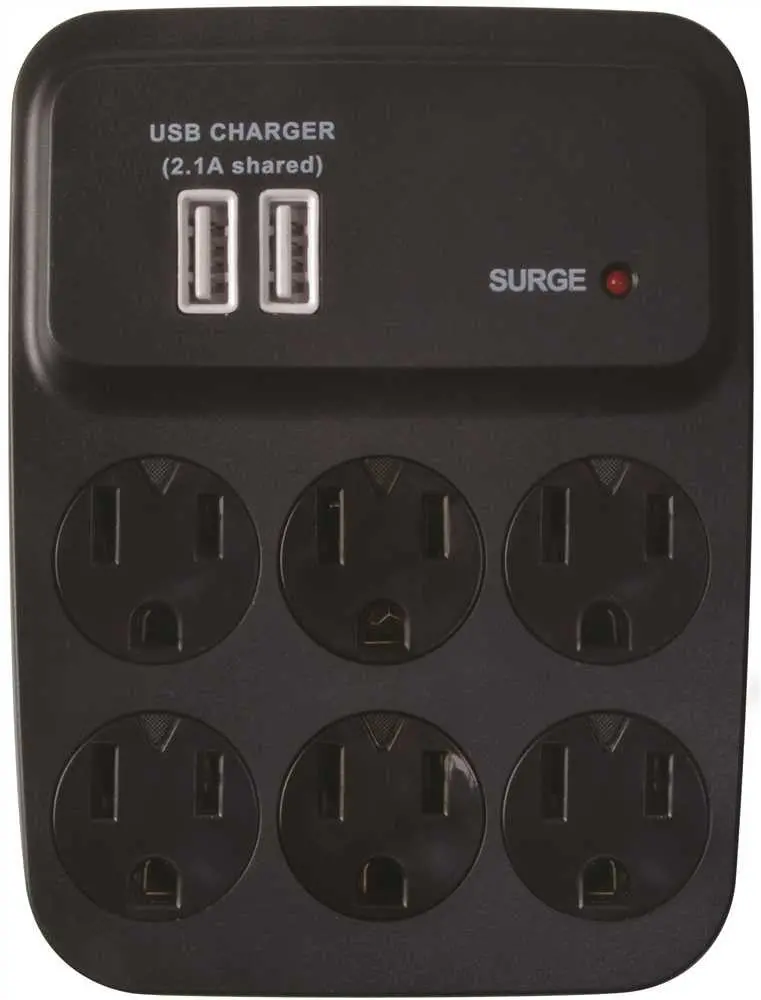 Coleman Surge Protector, 2 Usb, 6 Outlet 1