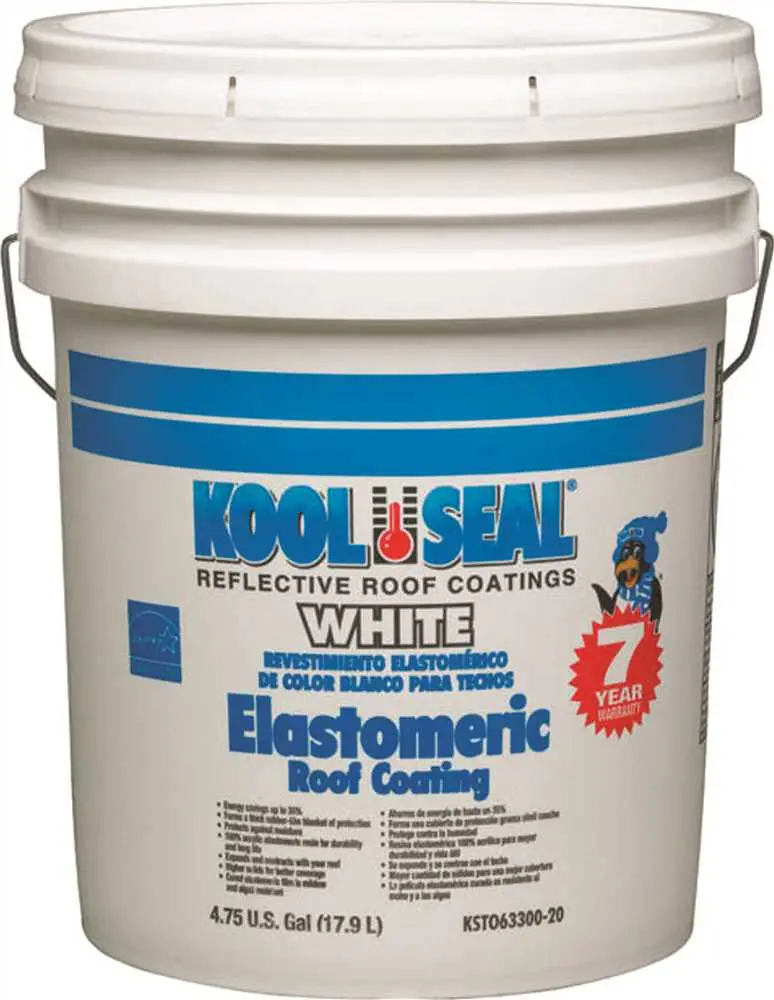 Kool Seal Elastomeric Roof Coating, White, 5 Gallon 1