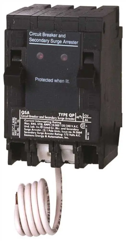 Circuit Breaker And Surge Protective Device, 2 X 15 Amp, 1-Pole 1