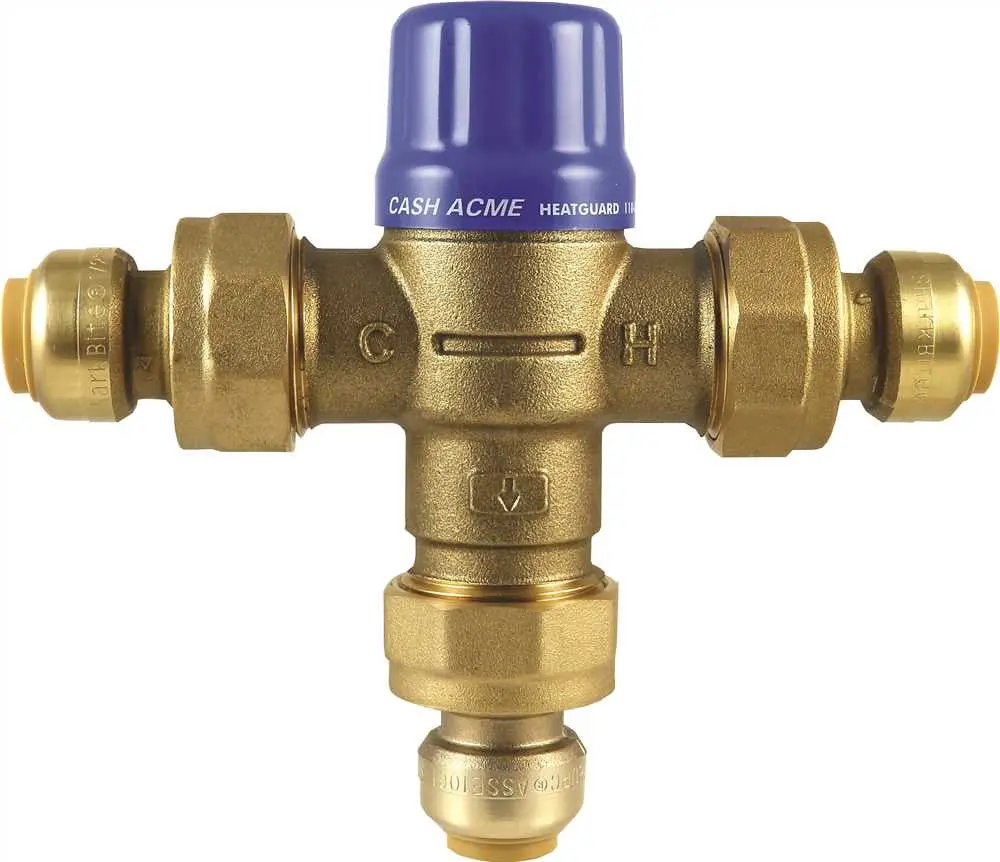 Cash Acme&Reg; Heatguard&Reg; 110-Dlf Thermostatic Mixing Valve With Sharkbite&Reg; Connections, 1-2 In., Lead Free 1