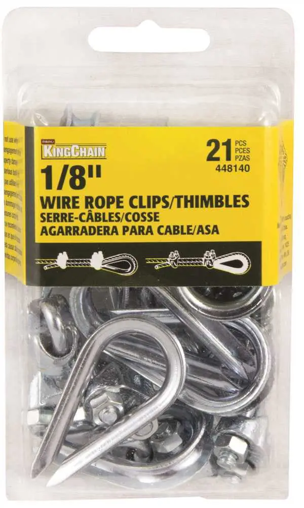 Wire Rope Clips And Thimbles Set, 1-8 In. 1