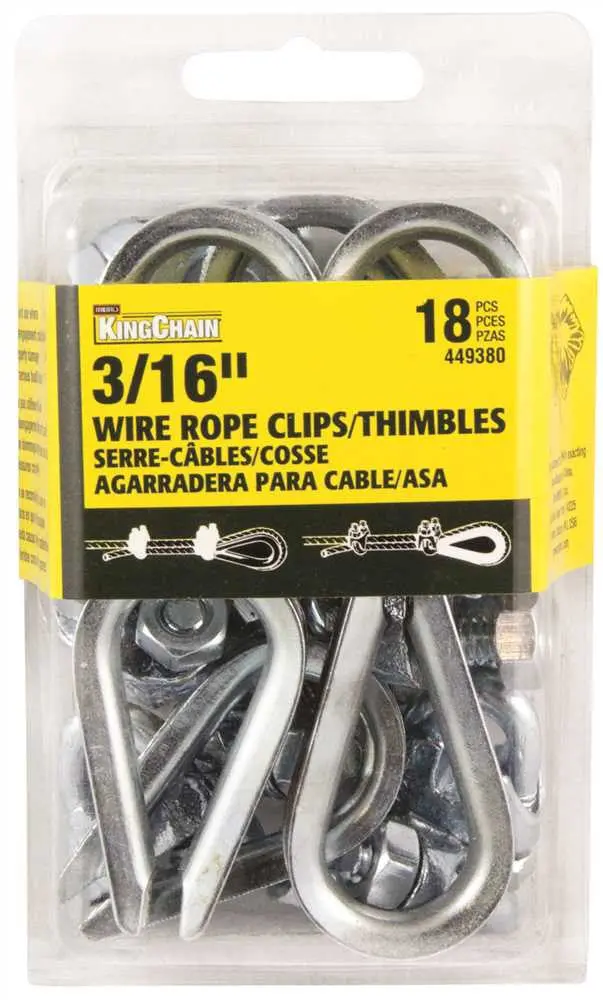 Wire Rope Clips And Thimbles Set, 3-16 In. 1