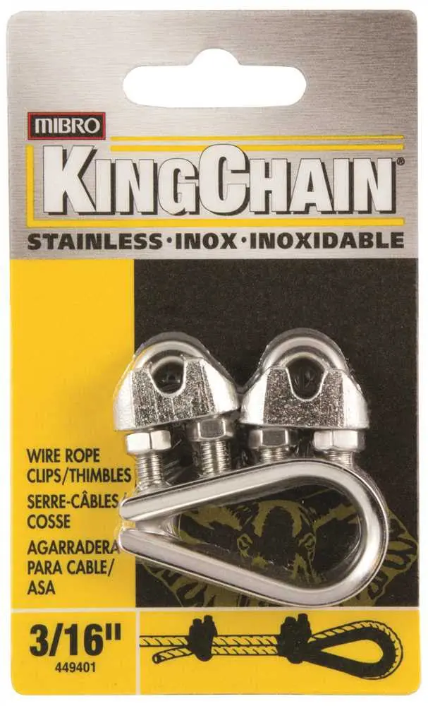 Wire Rope Clips And Thimbles Set, Stainless Steel, 3-16 In. 1