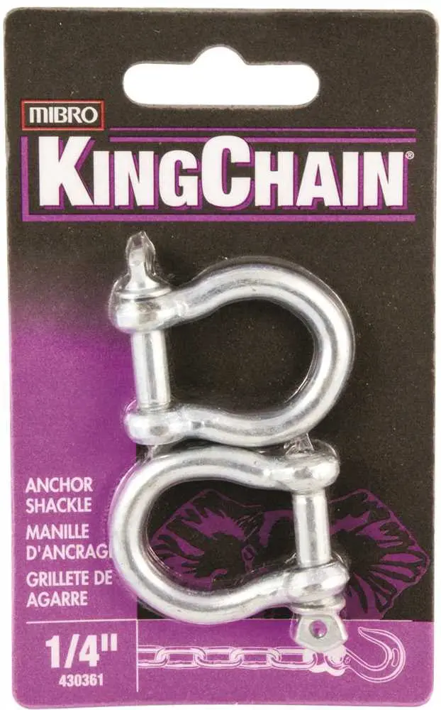 Anchor Shackle, Zinc, 1-4 In., 2 Per Card 1