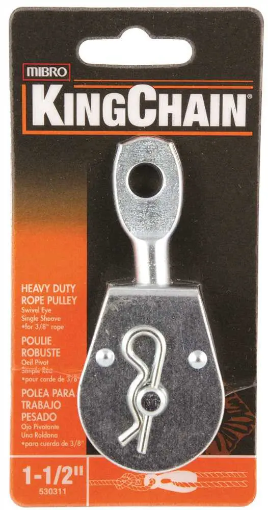 Heavy Duty Pulley, Single Sheave With Swivel Eye, Zinc, 1-1-2 In., 1 Per Card 1