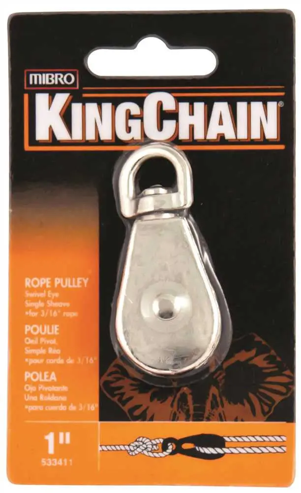 Pulley, Single Sheave With Swivel Eye, Zinc, 1 In., 1 Per Card 1
