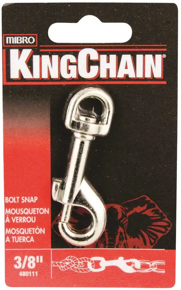 Bolt Snap With Round Swivel, Nickel Plated, 3-8 In., 1 Per Card 1