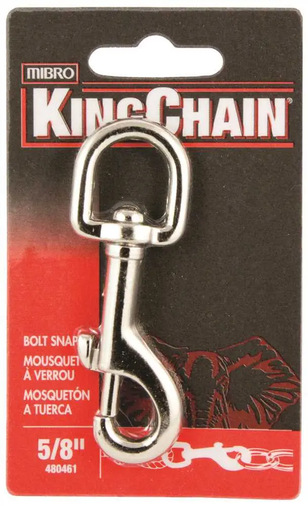 Bolt Snap With Round Swivel, Nickel Plated, 5-8 In., 1 Per Card 1