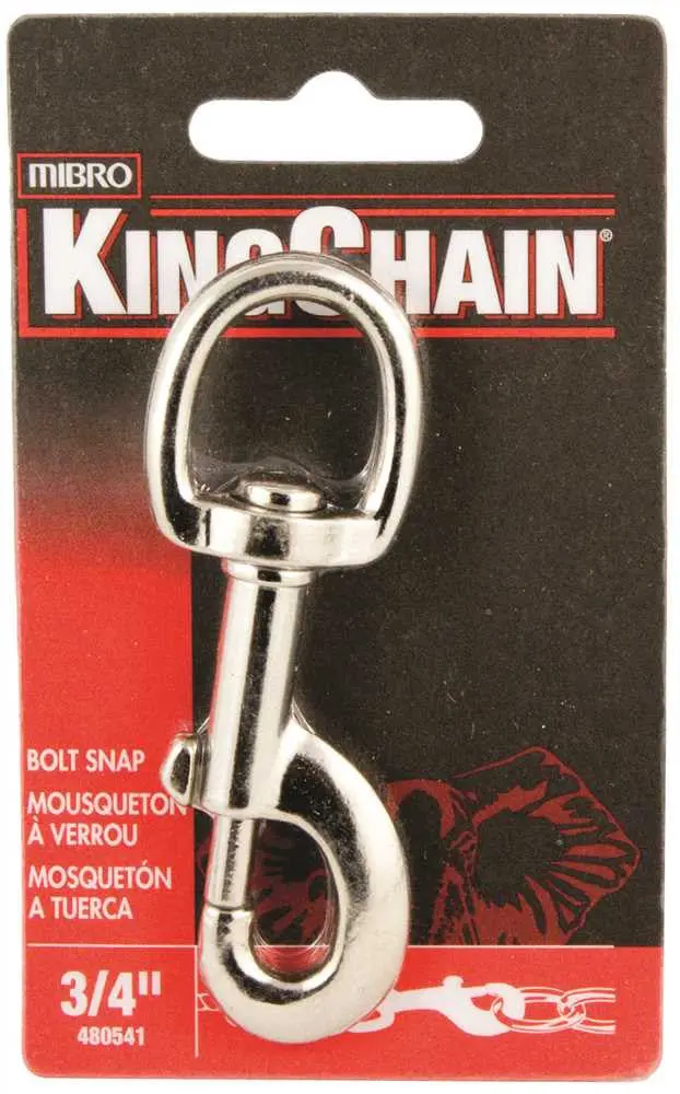 Bolt Snap With Round Swivel, Nickel Plated, 3-4 In., 1 Per Card 1