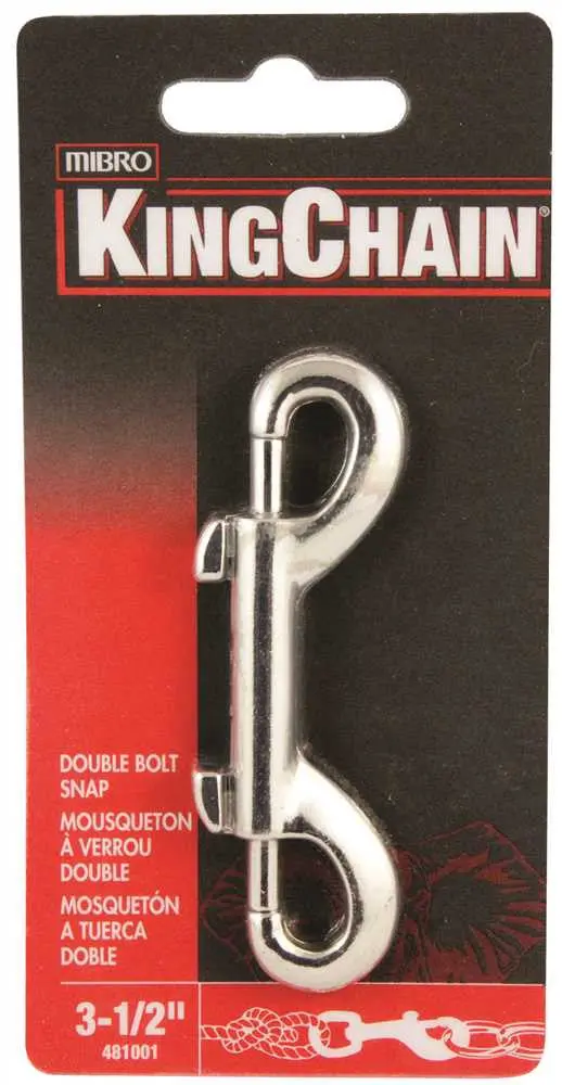 Double Bolt Snap, Nickel Plated, 3-1-2 In., 1 Per Card 1