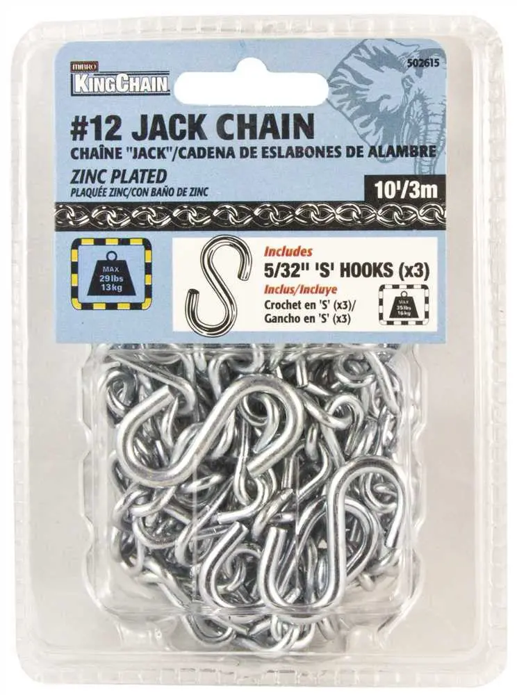 Jack Chain, Zinc, #12 X 10 Ft. 1