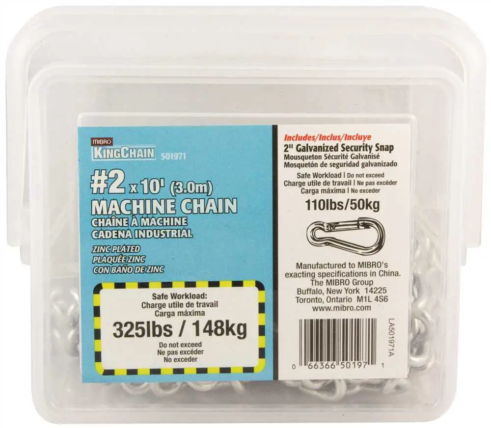 Machine Chain, Straight Link, Zinc, 5-32 In. X 10 Ft. 1