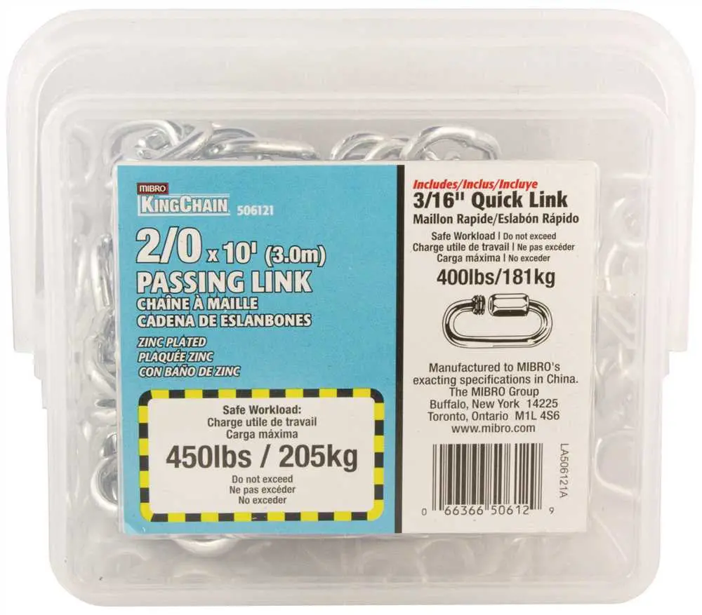 Passing Link Chain, Zinc, 3-16 In. X 10 Ft. 1