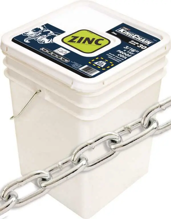 Gr30 Proof Coil Chain, Zinc, 3-16 In. X 150 Ft. 1