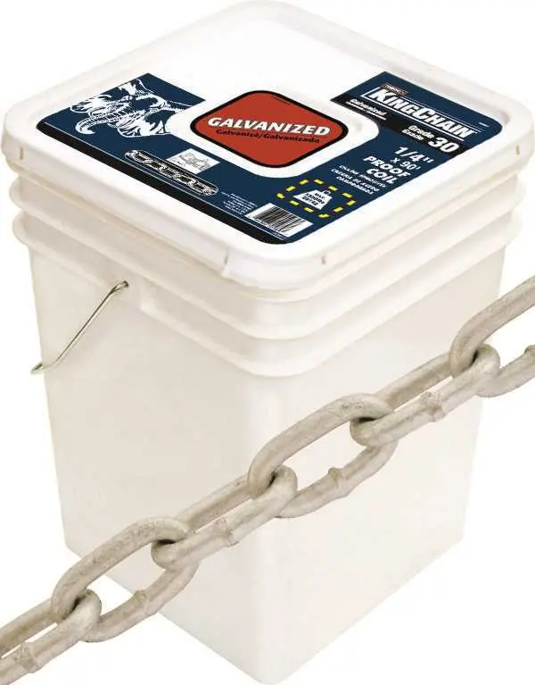 Gr30 Proof Coil Chain, Galvanized, 1-4 In. X 90 Ft. 1