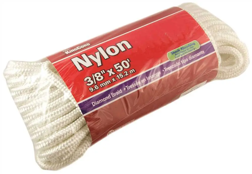 Nylon Diamond Braid, White, 3-8 In. X 50 Ft. 1
