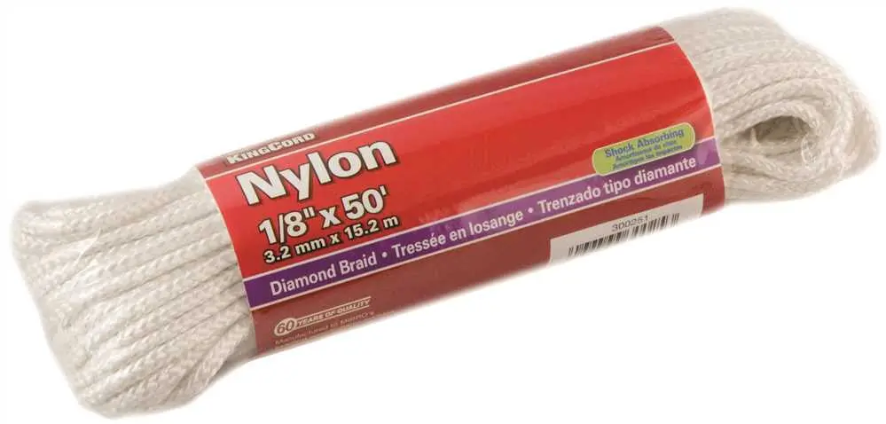 Nylon Diamond Braid, White, 1-8 In. X 50 Ft. 1