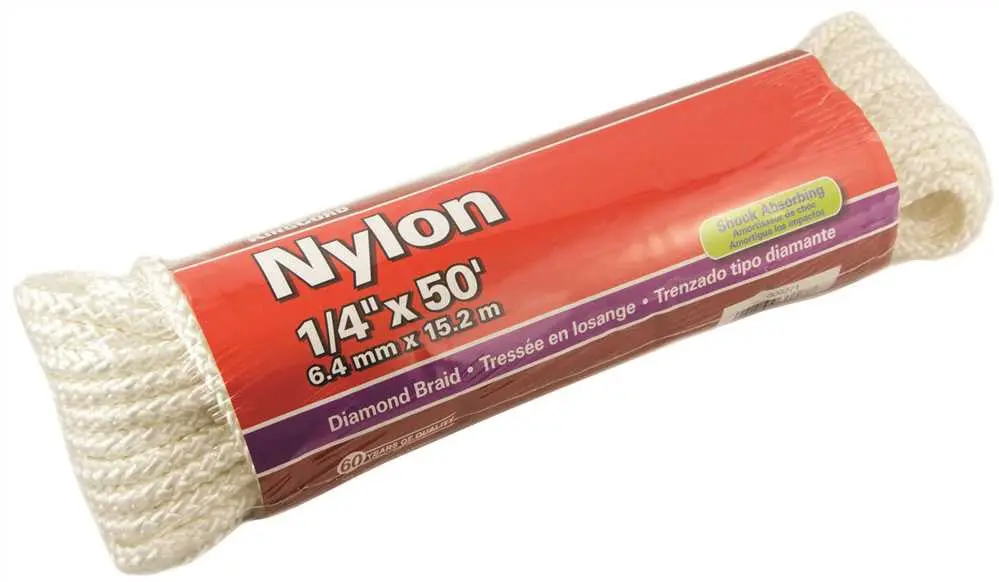 Nylon Diamond Braid, White, 1-4 In. X 50 Ft. 1