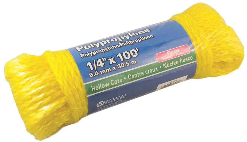 Polypropylene Hollow Core, Yellow, 1-4 In. X 100 Ft. 1
