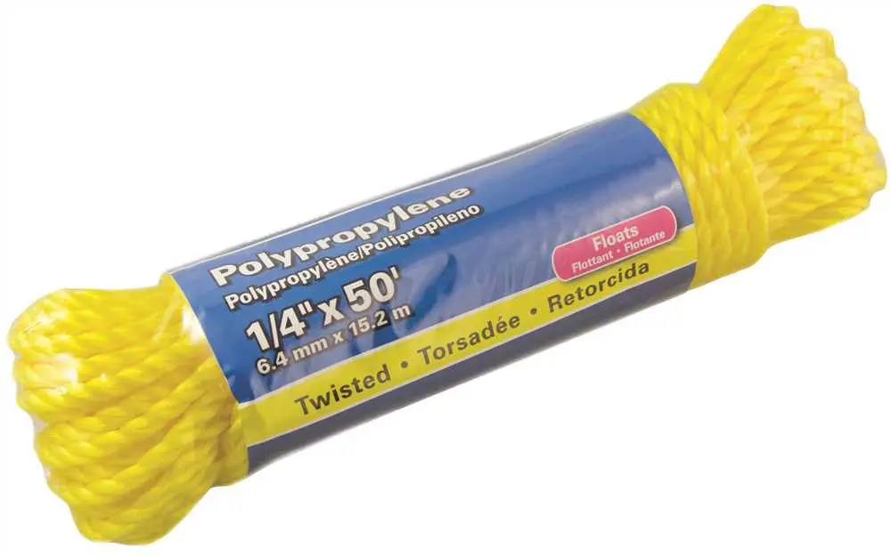 Polypropylene Twisted, Yellow, 1-4 In. X 50 Ft. 1