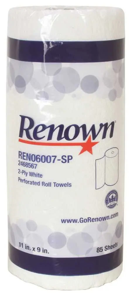 Renown&Reg; Kitchen Towel Superior Quality Bright White 2-Ply 85 Sheets, 30 Rolls Per Case Leed Approved 1