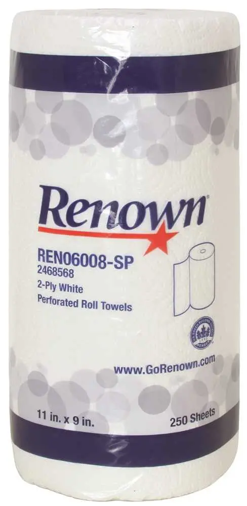 Renown&Reg; Kitchen Roll Towel Superior Food Service Quality White 2-Ply 250Ct, 12 Rolls Per Case Leed Certified 1
