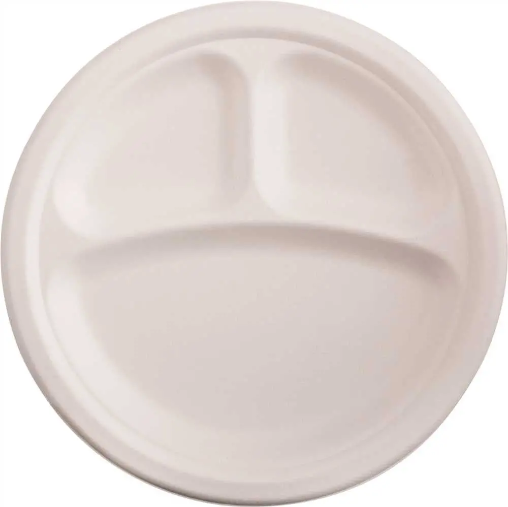 Renown&Reg; Select Plate Compostable 9" 3-Compartment, 500 Per Case 1