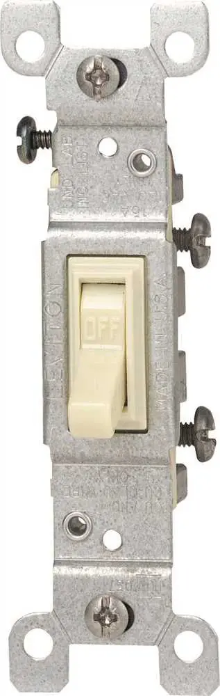 Leviton&Reg; 1-Pole Residential Grade Ac Quiet Toggle Switch, Light Almond, 120 Volts, 15 Amps 1