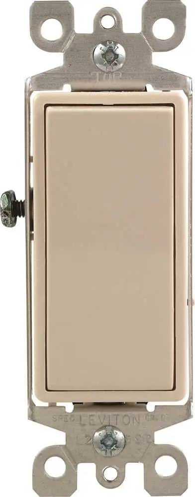 Leviton&Reg; Decora&Reg; 1-Pole Residential Grade Ac Quiet Illuminated Rocker Switch, Light Almond, 120 - 277 Volts, 15 Amps 1