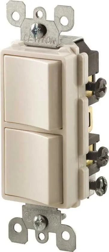 Leviton&Reg; Decora&Reg; 1-Pole - 1-Pole Commercial Grade Ac Combination Rocker Switch, Light Almond, 120 - 277 Volts, 15 Amps 1