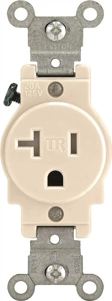 Leviton&Reg; 2-Pole Commercial Grade Tamper-Resistant Single Receptacle, Light Almond, Nema 5-20R, 125 Volts, 20 Amps 1