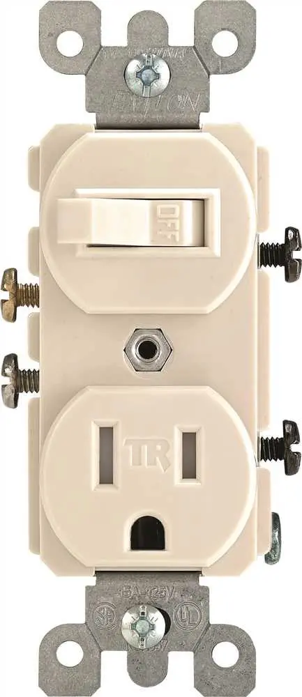 Leviton Tamper-Resistant Combination Toggle Switch And Receptacle, Commercial Grade, 120 Volt, 15 Amp, Light Almond 1