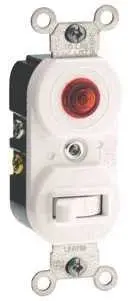 Leviton&Reg; 1-Pole Commercial Grade Ac Combination Toggle Switch And Neon Pilot Light, Light Almond, 120 Volts, 15 Amps 1