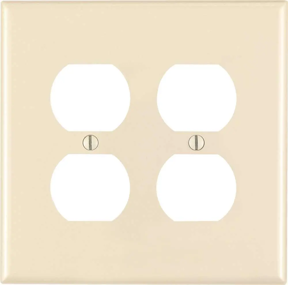 Leviton 2-Duplex Receptacle Wallplate, 2-Gang, Midway Nylon, Light Almond 1