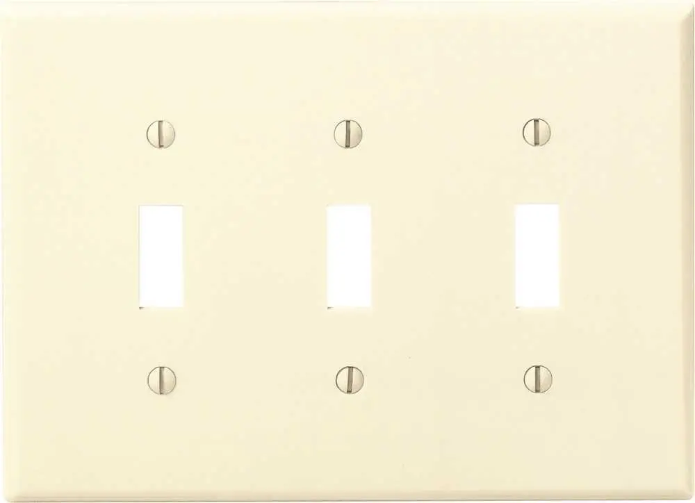 Leviton Toggle Switch Wallplate, 3-Gang, Midway Size, Light Almond 1