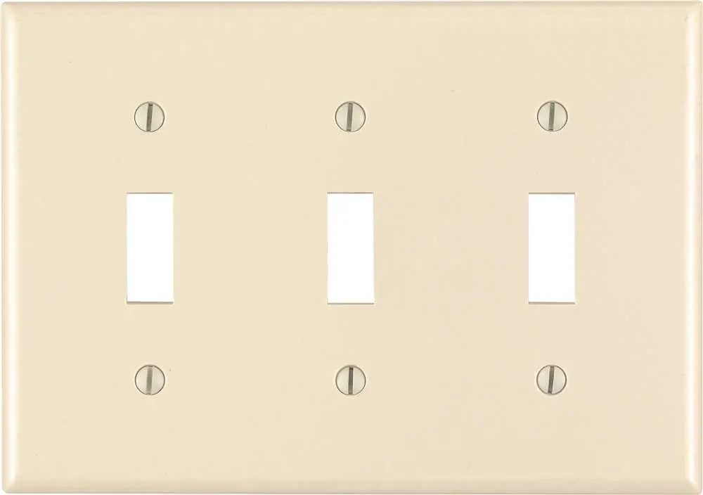 Leviton Toggle Switch Wallplate, 3-Gang, Standard, Light Almond 1