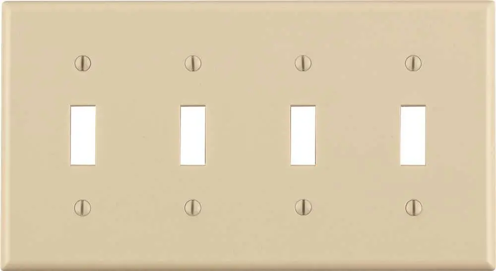 Leviton Toggle Switch Wallplate, 4-Gang, Standard, Light Almond 1