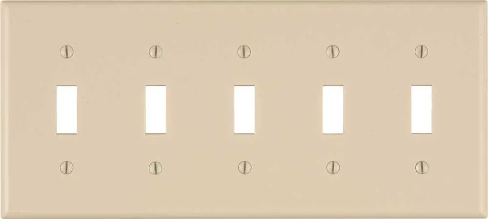 Leviton Toggle Switch Wallplate, 5-Gang, Standard, Light Almond 1