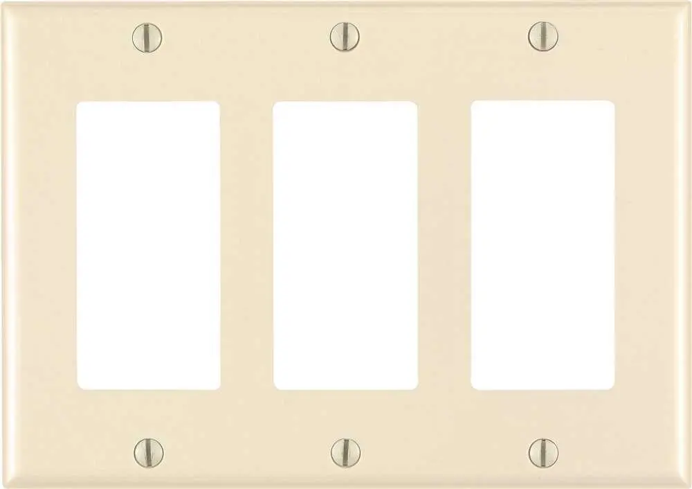 Leviton Decora Rocker Switch Wallplate, 3-Gang, Standard, Light Almond 1