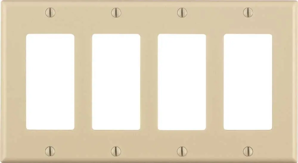 Leviton Decora Rocker Switch Wallplate, 4-Gang, Standard, Light Almond 1